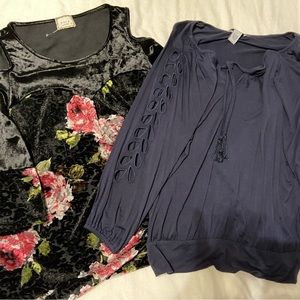 Bundle Womens burnout velvet cold shoulder top / Womens cutout sleeve top